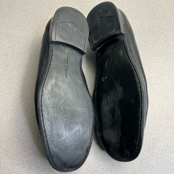 Salvatore Ferragamo Black Leather Slip On Loafers Size 8 - Picture 6 of 12